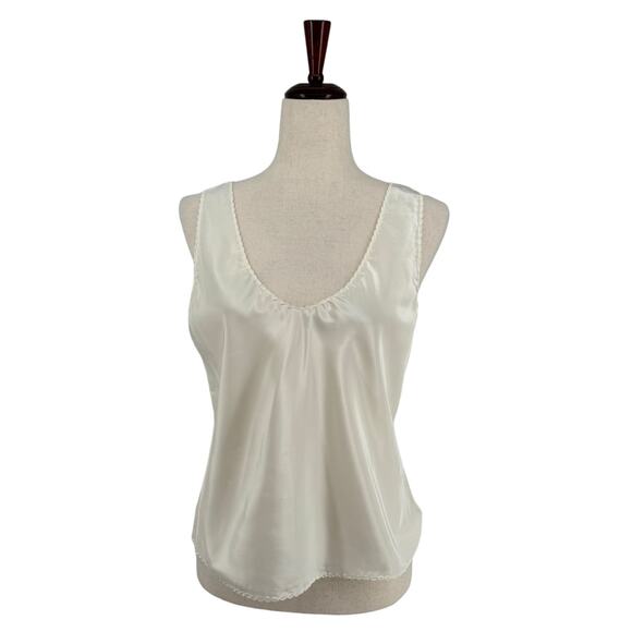 Vintage Nordstrom Camisole Union Tag V Neck Ivory Undershirt Tank Top - Picture 1 of 8